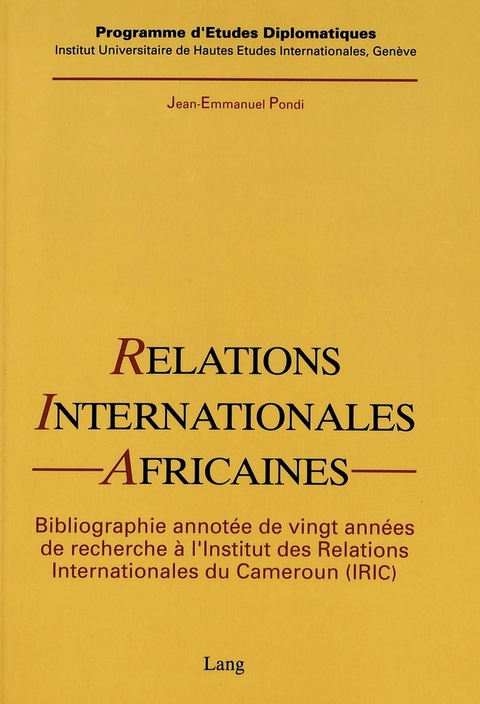 Relations internationales africaines - Jean-Emmanuel Pondi