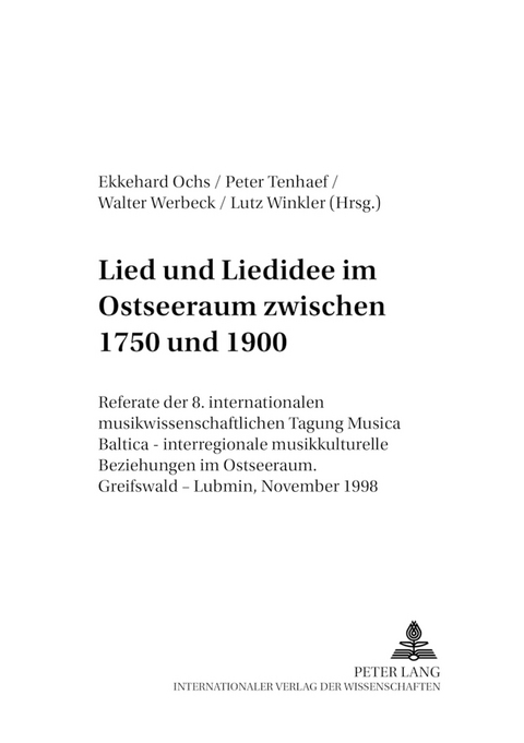 Lied und Liedidee im Ostseeraum zwischen 1750 und 1900 - 