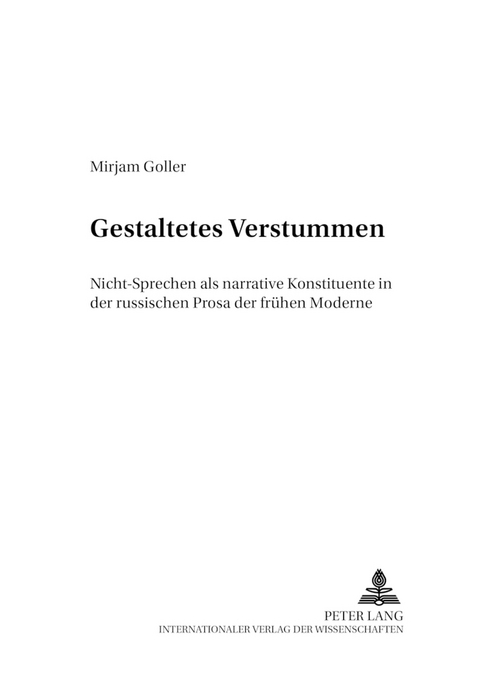 Gestaltetes Verstummen - Mirjam Goller