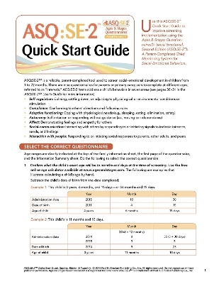 Ages & Stages Questionnaires®: Social-Emotional (ASQ®:SE-2): Quick Start Guide (English) - Jane Squires, Diane Bricker, Elizabeth Twombly