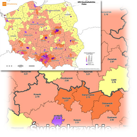 GfK Haushaltsdichte Polen 2007