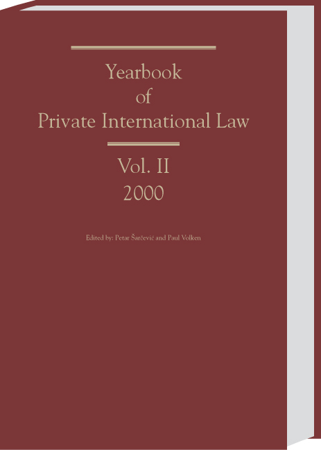 Yearbook of Private International Law - Eric Clive, Rui M Moura Ramos, William Duncan, Peter Nygh, Robert G. Spector, Tito Ballarino, Andrea Bonomi, António Marques dos Santos, Welber Barral, Tatiana Lacerda Prazeres, J H van Loon, Maria del Pilar Diago Diago, Paul Volken, Petar Sarcevic