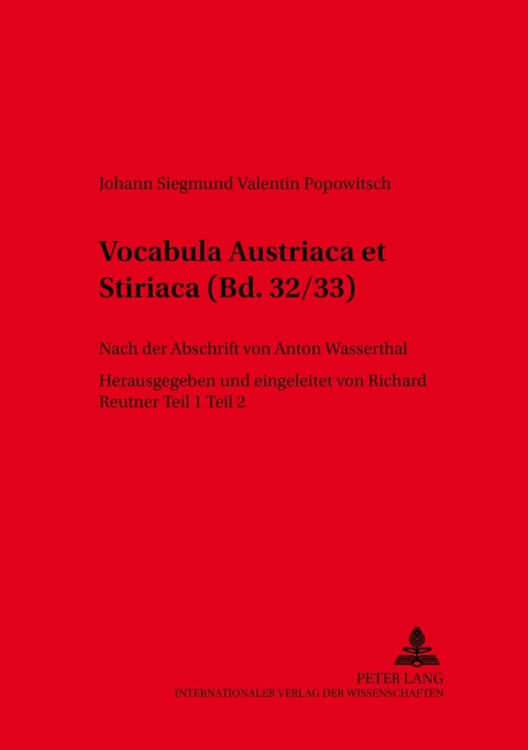 Vocabula Austriaca et Stiriaca - Richard Reutner