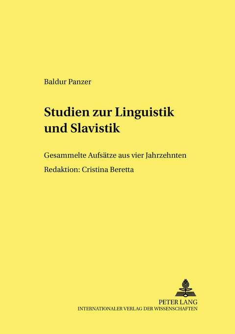 Studien zur Linguistik und Slavistik - Baldur Panzer