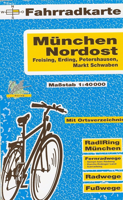 Fahrradkarte München Nordost,  Freising, Erding, Petershausen, Markt Schwaben