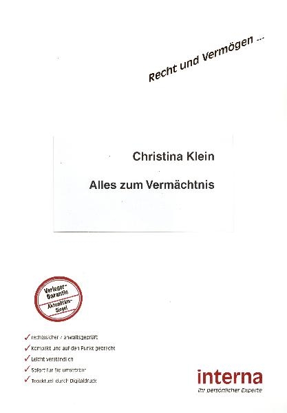 Alles zum Vermächtnis - Christina Klein