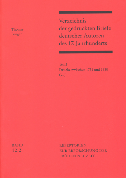 Verzeichnis der gedruckten Briefe deutscher Autoren des 17. Jahrhunderts / Drucke zwischen 1751 und 1980