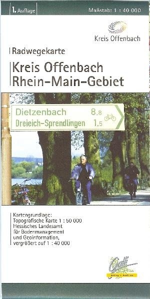 Offenbach Landkreis - Radwegekarte mit Frankfurt und Hanau