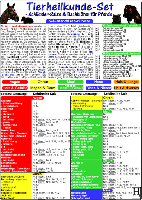Schüssler-Salze & Bachblüten für Pferde - Tierheilkunde-Karten Set