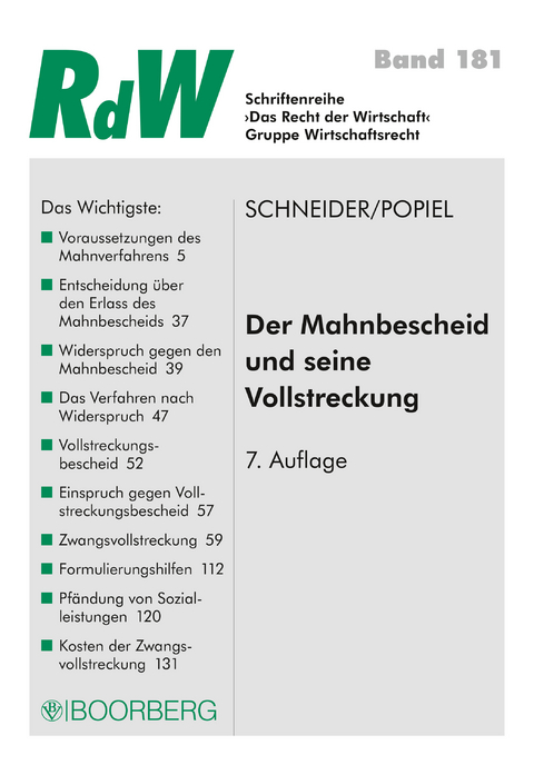 Der Mahnbescheid und seine Vollstreckung - Roman Schneider, Dominique Johanna Popiel