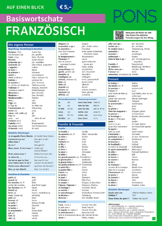 PONS Basiswortschatz auf einen Blick Französisch - 