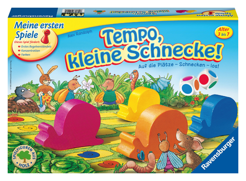 Ravensburger Kinderspiel 21420 - Tempo kleine Schnecke, Das spannende Schneckenrennen, Brettspiel und Gesellschaftsspiel für Mädchen und Jungen , 2-6 Spieler, ab 3 Jahren - Alex Randolph