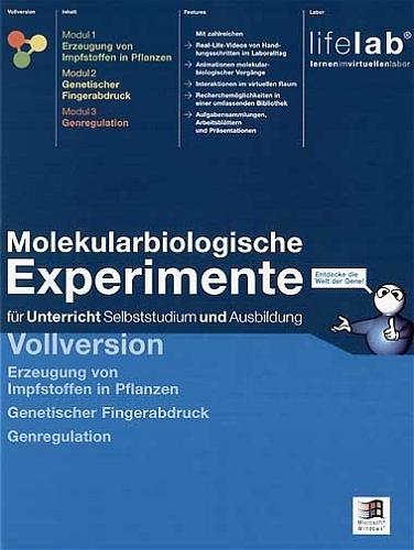 lifelab Molekularbiologische Experimente Vollversion CD-ROM