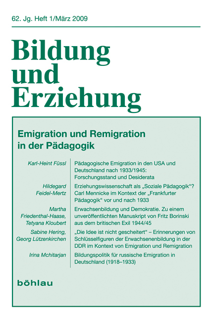 Bildung und Erziehung 0006-2456 / Bildung und Erziehung 62,1 (2009) - 