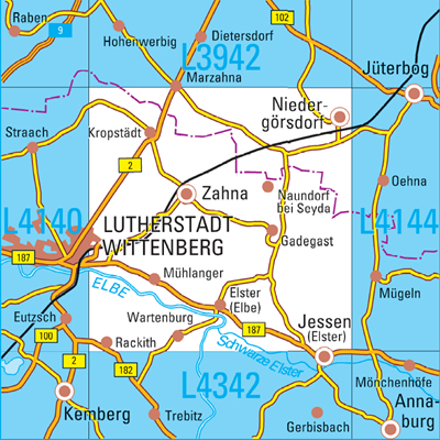 L4142 Zahna Topographische Karte 1:50 000