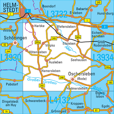 L3932 Oschersleben (Bode) Topographische Karte 1:50000