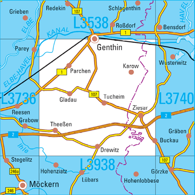 L3738 Ziesar Topographische Karte 1:50000