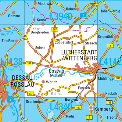 L4140 Lutherstadt Wittenberg Topographische Karte 1:50000