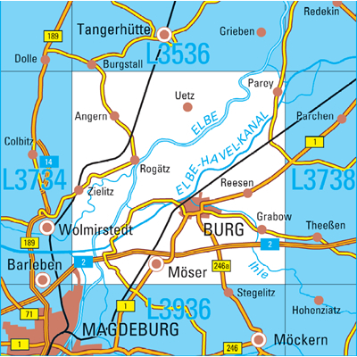 L3736 Burg Topographische Karte 1:50000