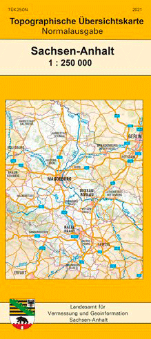 Topographische Übersichtskarte Sachsen-Anhalt 1:250 000