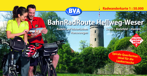 Kompakt-Spiralo BVA BahnRadRoute Hellweg-Weser Radeln auf historischen Hansewegen Soest-Bielefeld-Hameln Radwanderkarte 1:50.000