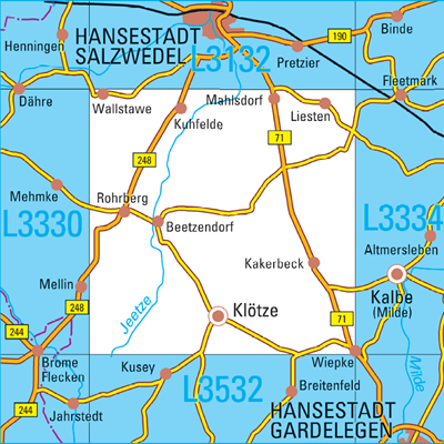 L3332 Klötze Topographische Karte 1:50000