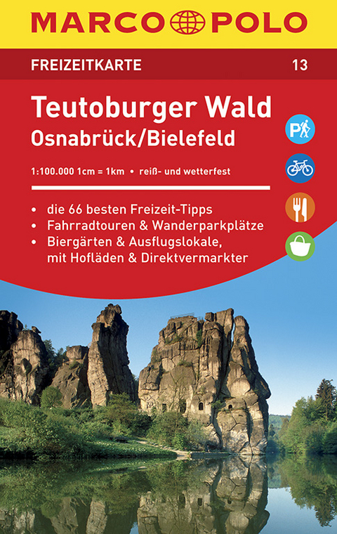 MARCO POLO Freizeitkarte Blatt 13 Teutoburger Wald,Osnabrück,Bielefeld 1:100 000