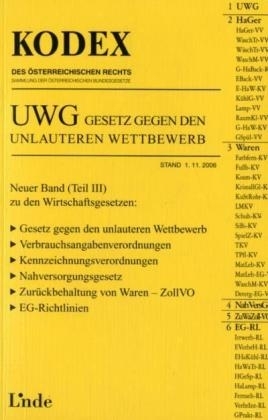 Kodex UWG Gesetz gegen den unlauteren Wettbewerb