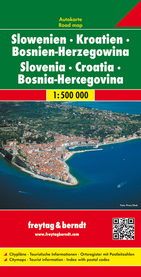 Slowenien - Kroatien - Bosnien-Herzegowina, Autokarte 1:500.000