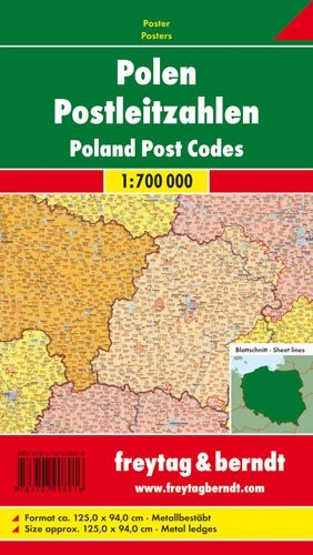 Polen Postleitzahlen, 1:700.000, Poster, metallbestäbt - 