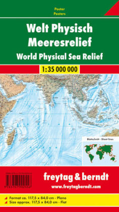 Welt physisch Meeresrelief, 1:35 Mill., Poster - 