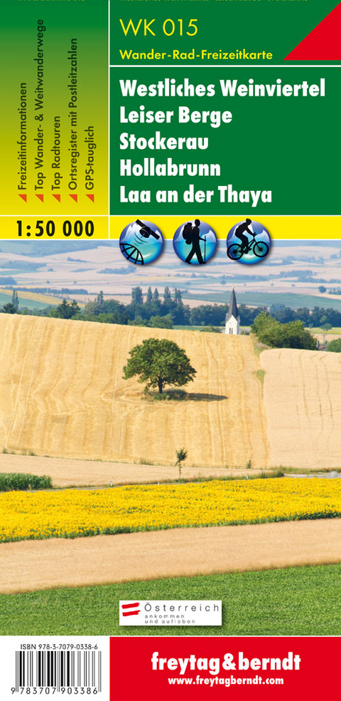 WK 015 Westliches Weinviertel - Leiser Berge - Stockerau - Hollabrunn - Laa an der Thaya, Wanderkarte 1:50.000 - 