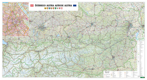 Österreich, Straßenkarte 1:300.000, Großformat, Magnetmarkiertafel