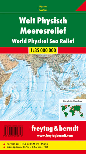 Welt physisch Meeresrelief, 1:35 Mill., Magnetmarkiertafel - 