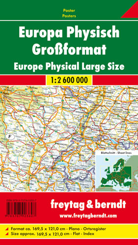 Europa physisch, Poster, 1:2,6 Mill, Großformat - 