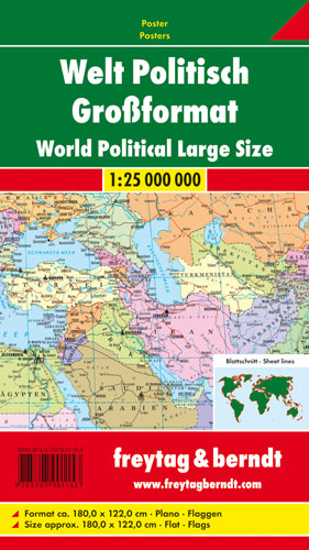 Welt politisch Großformat, 1:25 Mill., Markiertafel - 