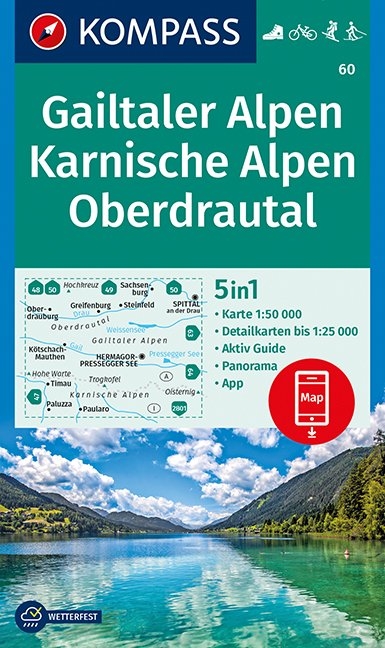 KOMPASS Wanderkarte Gailtaler Alpen, Karnische Alpen, Oberdrautal - 