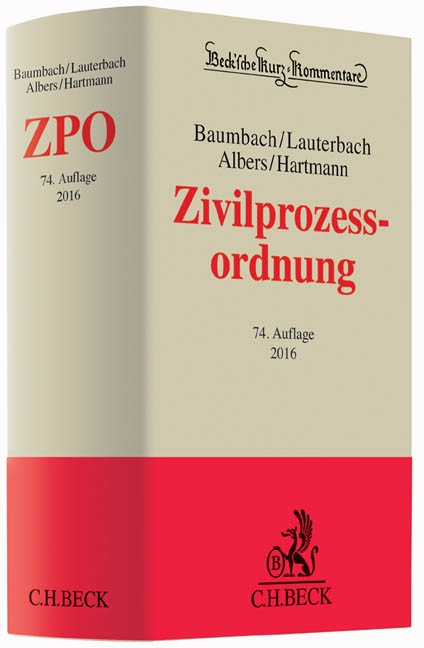 Zivilprozessordnung - Adolf Baumbach, Wolfgang Lauterbach, Jan Albers, Peter Hartmann