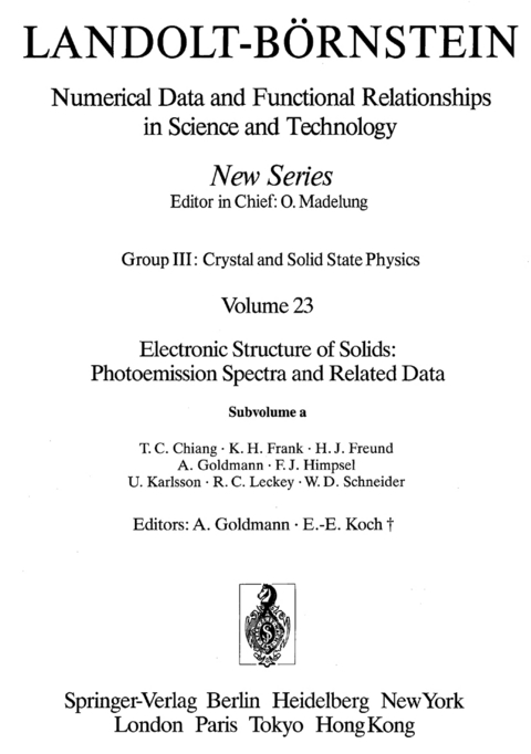 Electronic Structure of Solids a - T.C. Chiang, K.H. Frank, H.J. Freund, A. Goldmann, F.J. Himpsel, U. Karlsson, R.C. Leckey, W.D. Schneider