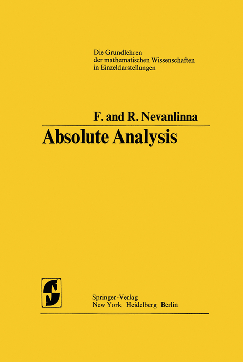 Absolute Analysis - Frithjof Nevanlinna, Rolf Nevanlinna