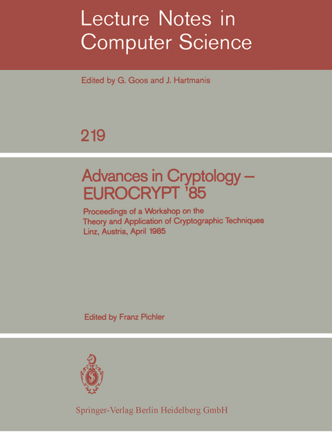 Advances in Cryptology – EUROCRYPT '85 - 