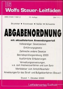 Abgabenordnung 2000 - Karl Brummer, Ludwig Kronthaler, Alfred Neißer, Michael Schwenke