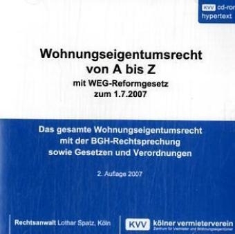 Wohnungseigentumsrecht von A bis Z, 1 CD-ROM - Lothar Spatz