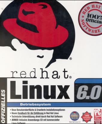 Red Hat Linux 6.0 Betriebssystem, 3 CD-ROMs m. 1 Bootdiskette, dtsch. Version