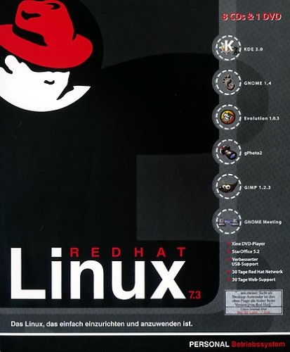 Red Hat Linux 7.3 Personal, 8 CD-ROMs u. 1 DVD-ROM