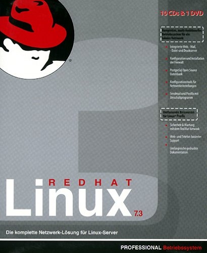 Red Hat Linux 7.3 Professional, 10 CD-ROMs u. 1 DVD-ROM