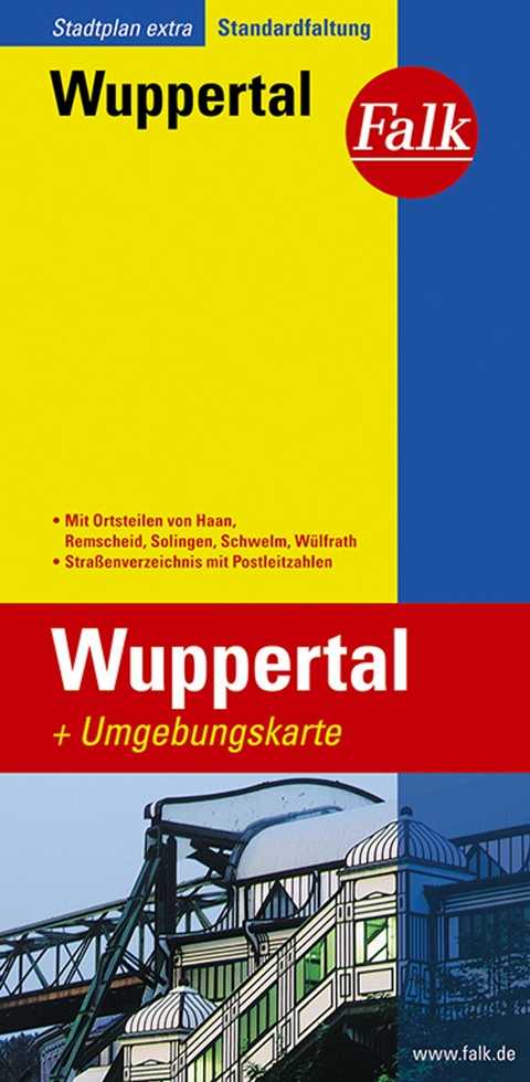 Falk Stadtplan Extra Standardfaltung Wuppertal 1:20 000 mit Ortsteilen von