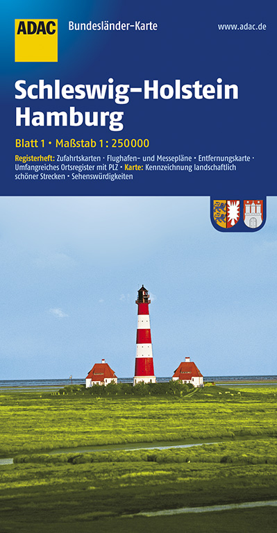 ADAC BundesländerKarte Deutschland Blatt 1 Schleswig-Holstein, Hamburg 1:250 000