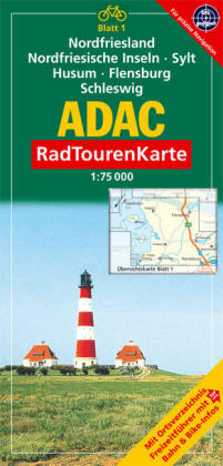 ADAC Radtourenkarte Nordfriesland, Nordfriesische Inseln, Sylt, Husum, Flensburg, Schleswig