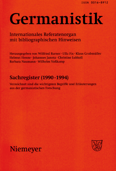 Germanistik / Germanistik, Sachregister (1990-1994) - 